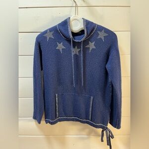 PRINCESS GOES HOLLYWOOD – Blue Wool & Cashmere Sweater with Stars (Size 40 )